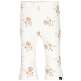 Flared pants big dried browny flowers wafel (nude)