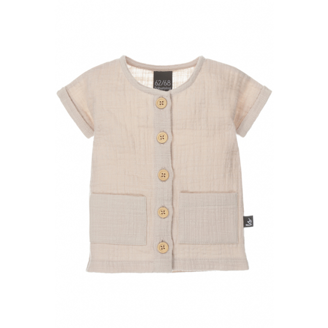 Linnen blouse (korte mouw) sand