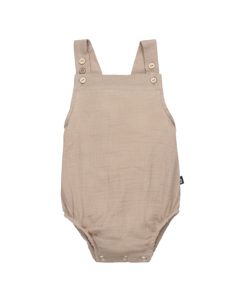 Button muslin romper sand