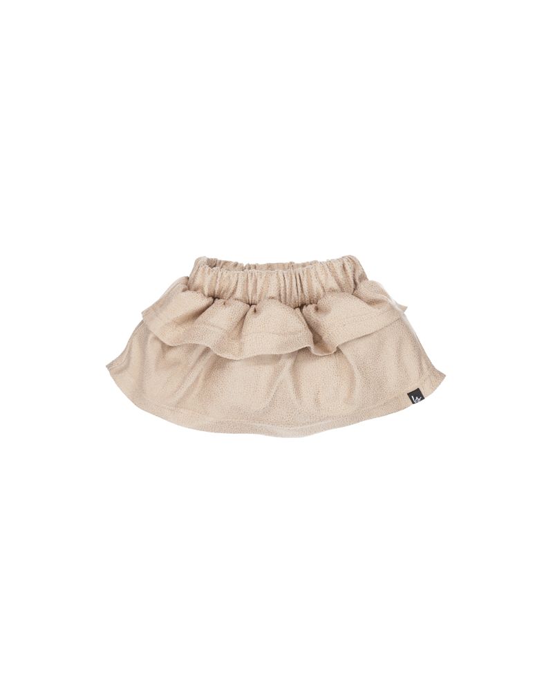 Ruffle rokje vintage leather look licht beige