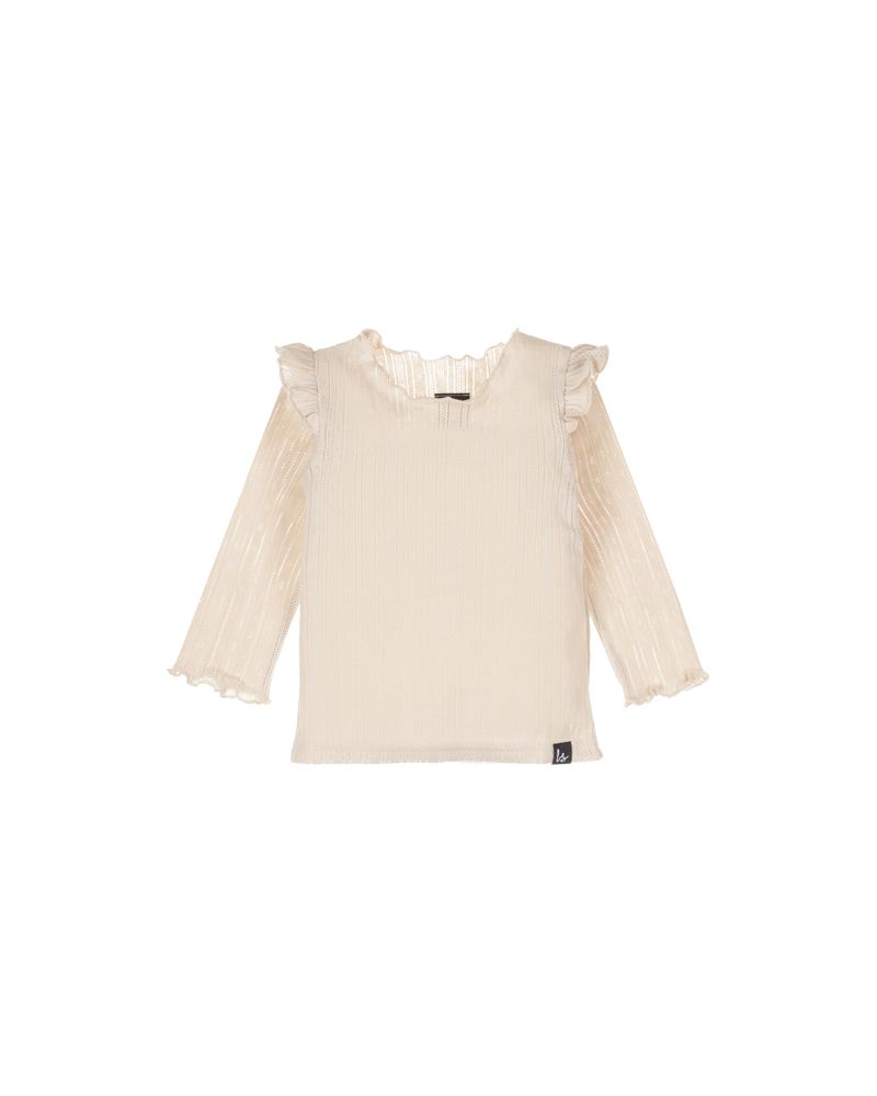 Ruffles longsleeve pointelle (strepen) sand