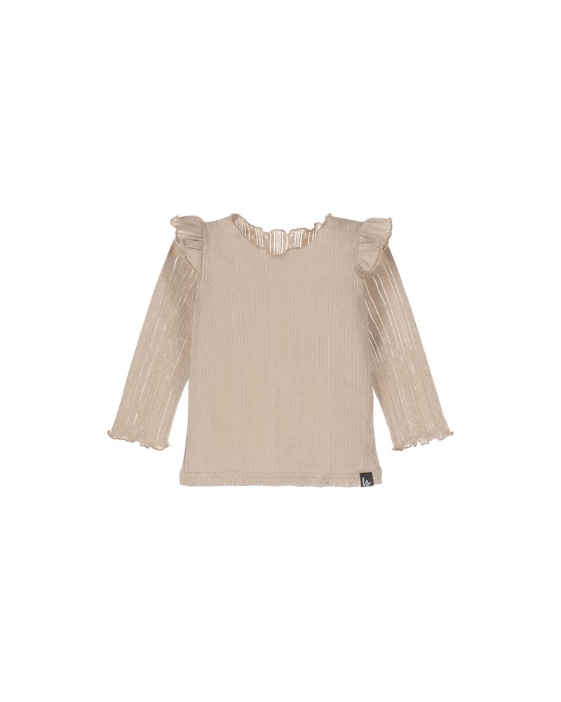 Ruffles longsleeve pointelle (strepen) warm beige