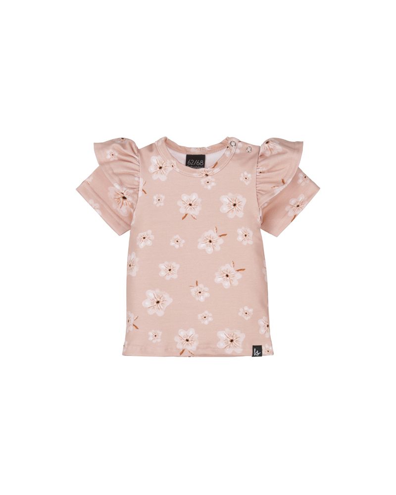 Ruffle t-shirt rose blossom flowers (dusty pink)