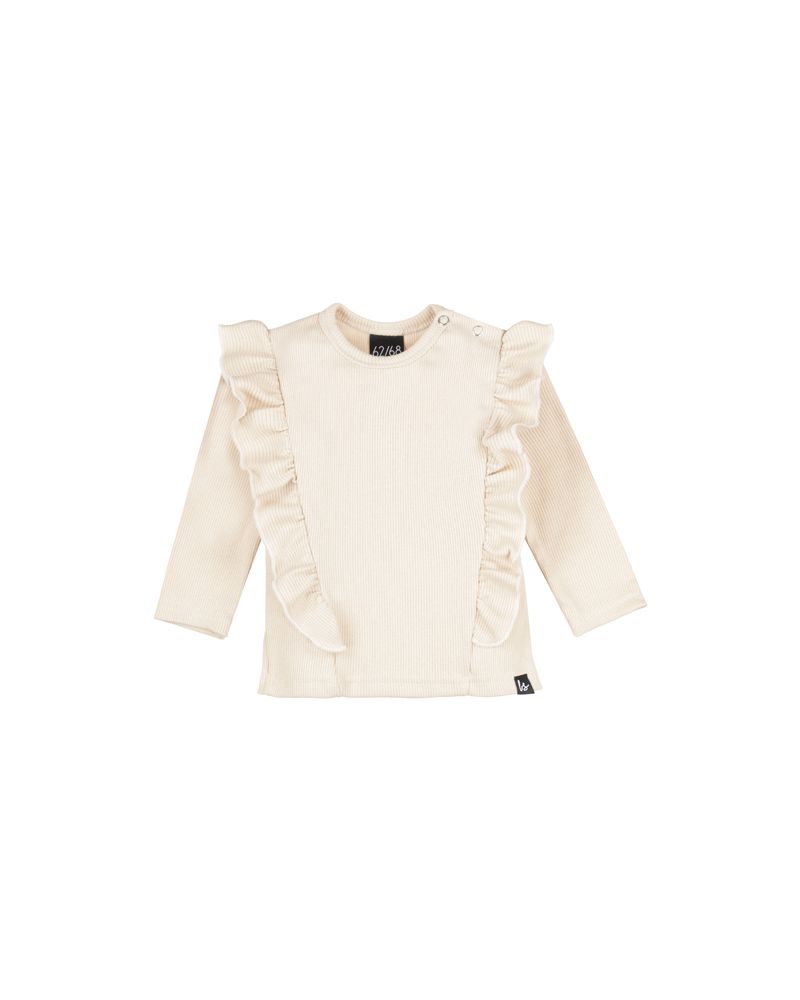 Vertical ruffle longsleeve rib sand