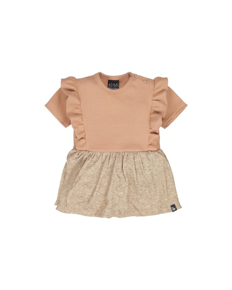 Vertical ruffle romper jurkje rib taupe