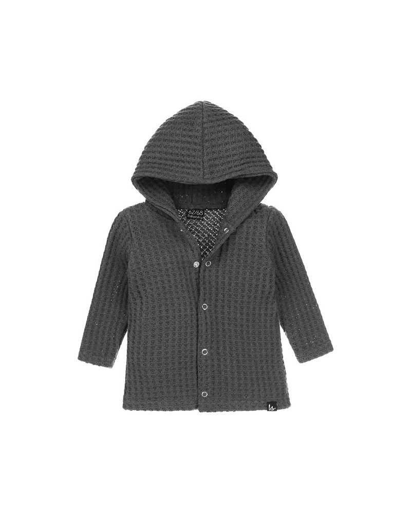 Knitted capuchon vest (lang) antraciet 