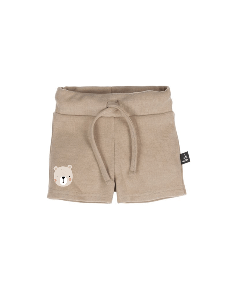 Rib jersey short beertje bedrukt (licht bruin)