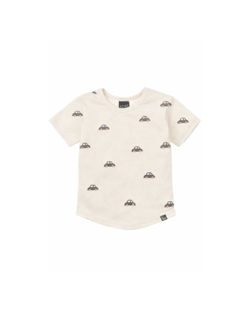 Rib jersey t-shirt mini auto's (off white)