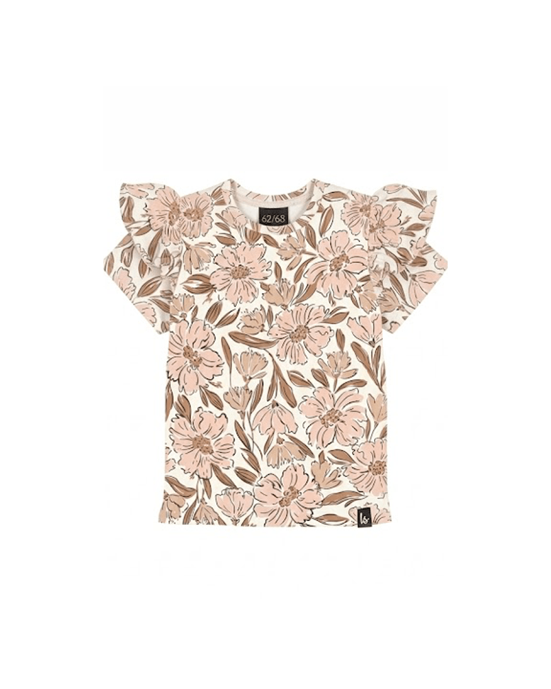 Ruffle t-shirt blooms peach pink