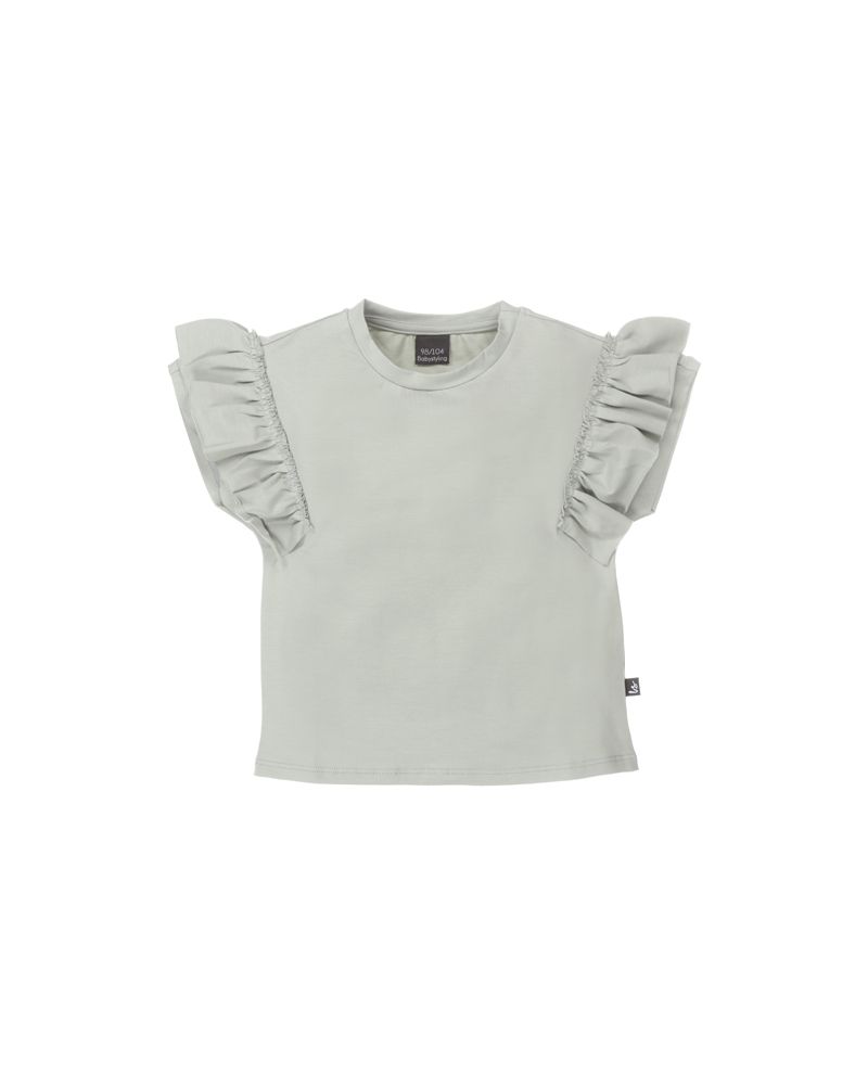 Loose fit t-shirt ruffles (mosgroen)