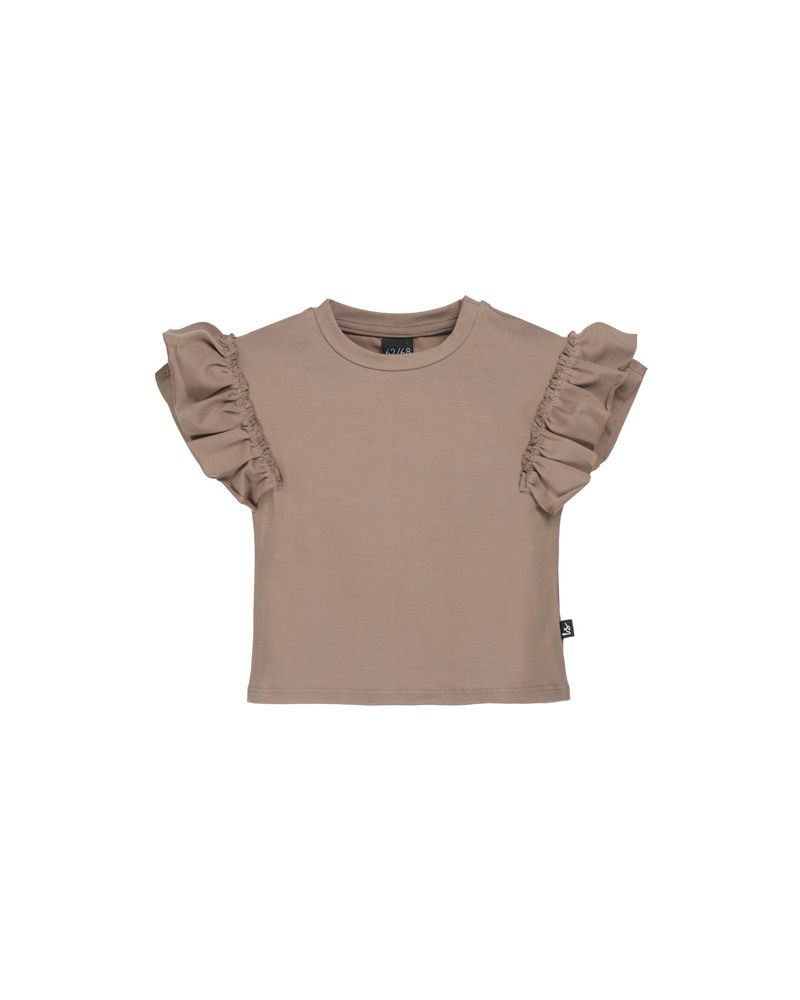 Loose fit t-shirt ruffles (taupe) Mystyles