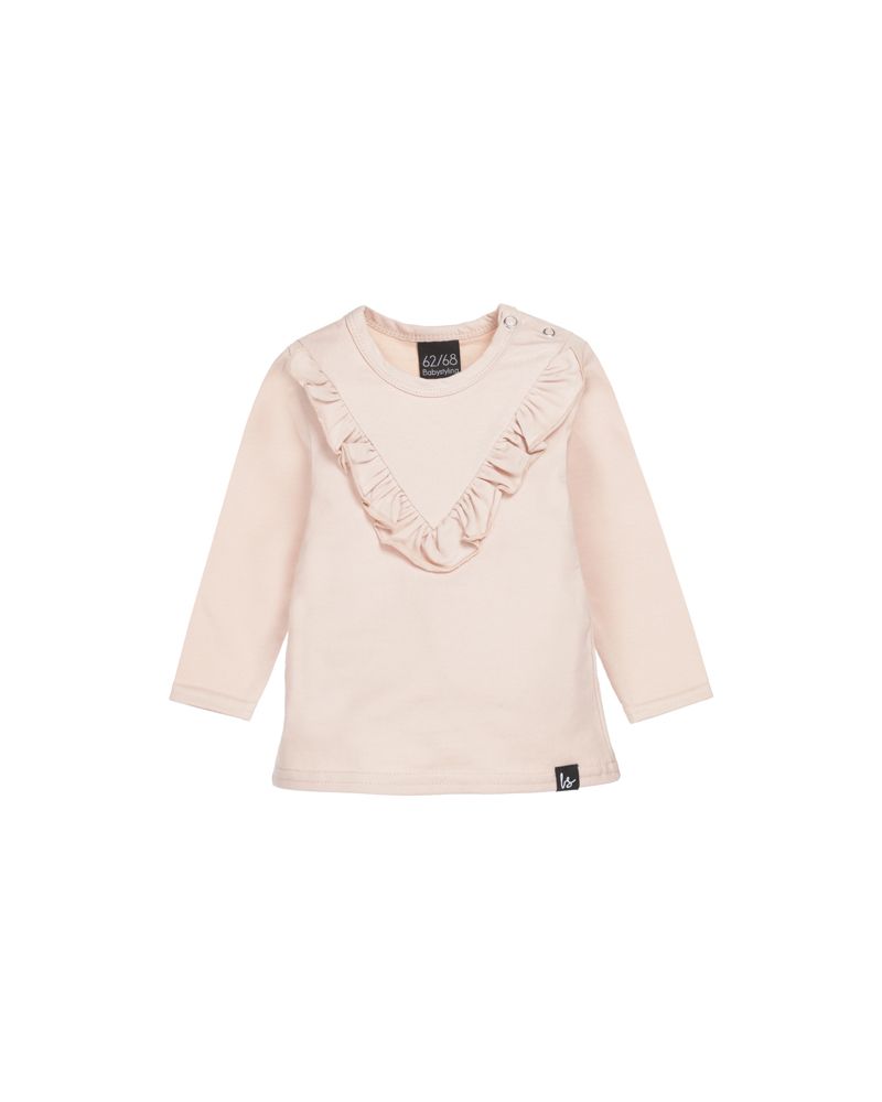 V-shape ruffle longsleeve lichtroze