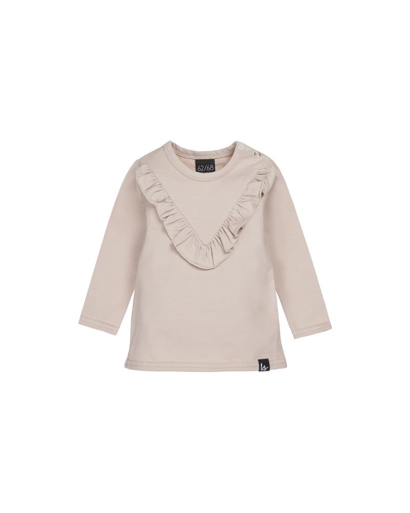 V-shape ruffle longsleeve sand